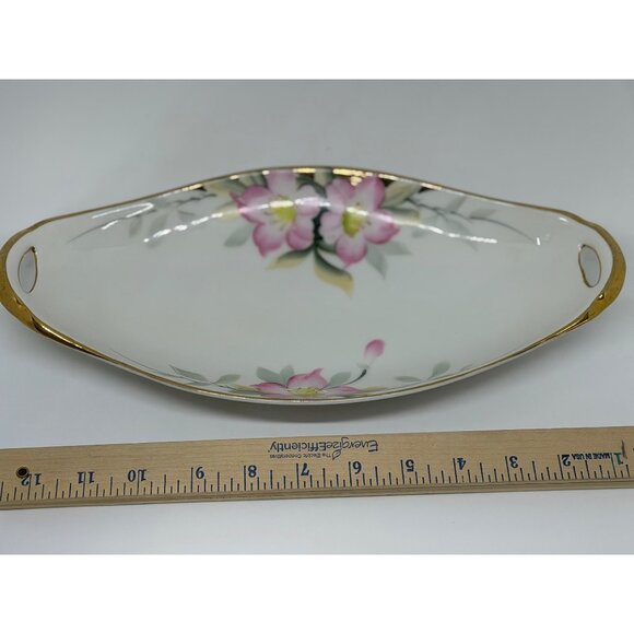VTG Noritake Azalea Hand-Painted Oval Serving Dish 12" Pink Floral Japan 19322 - Picture 4 of 6